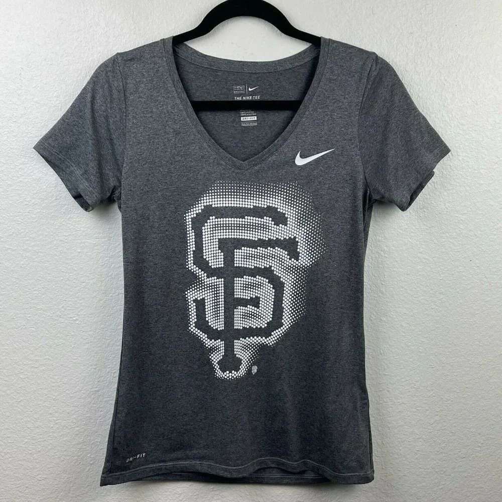 San Francisco Giants T-Shirt Women's Sz S The Nike Tee Dri-FIT Athletic Cut Gray